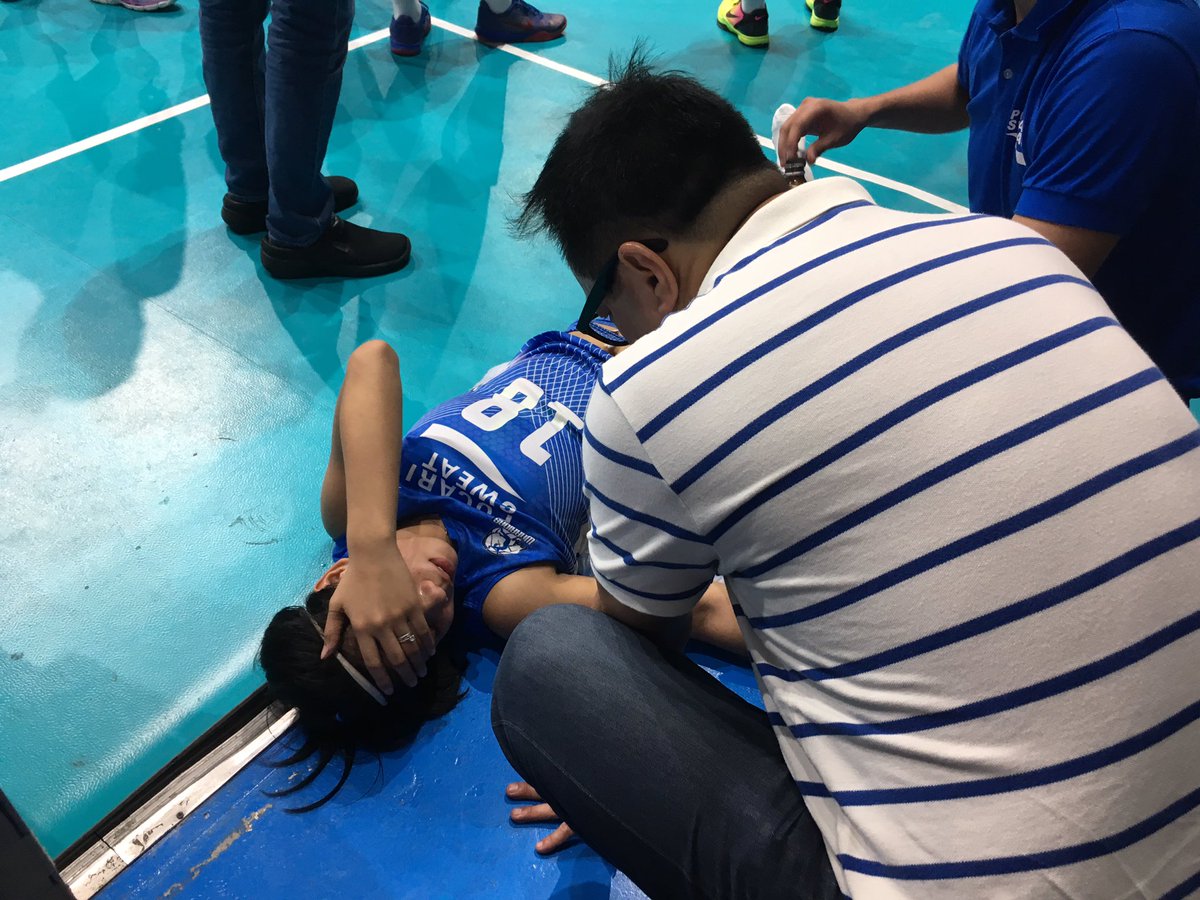Lady Warrior Pablo down with back injury